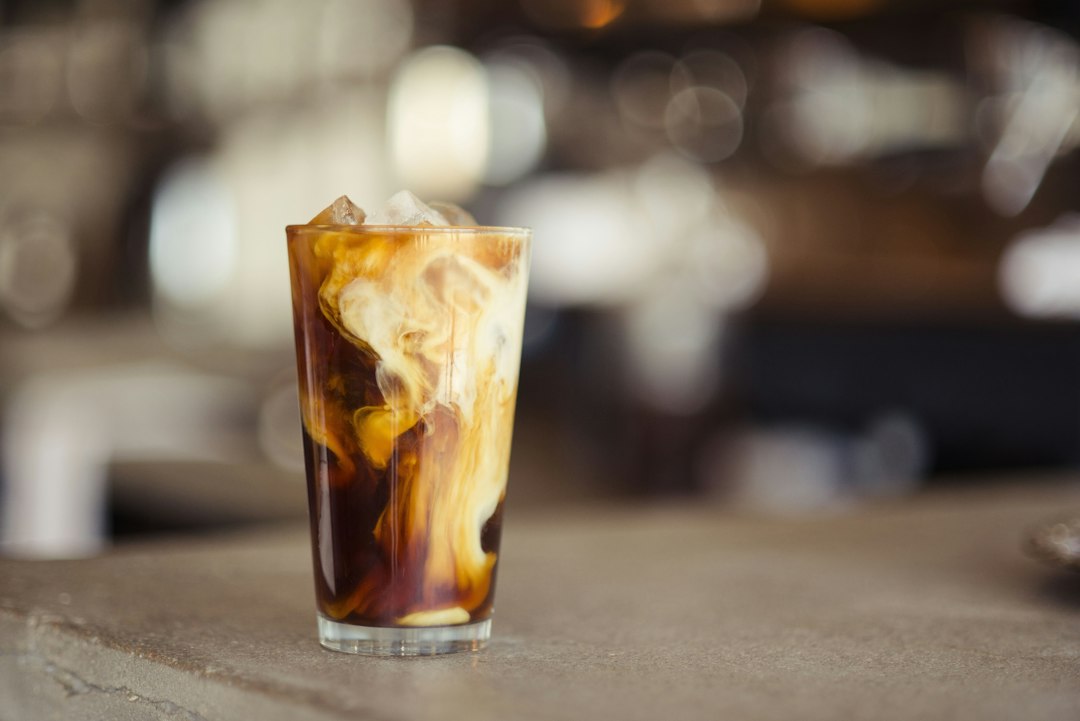 Iced latte served in a glass