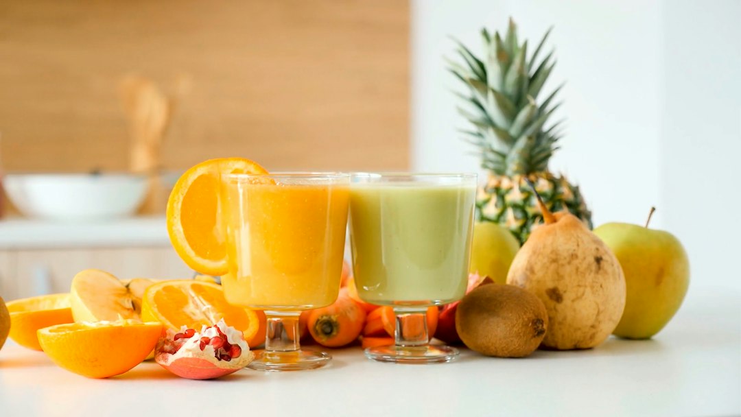 Yellow tropical fruit smoothie